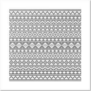 Aztec Essence Pattern II White on Gray Posters and Art